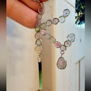 Rare!! 27.00CTW genuine watermelon tourmaline custom letter “K” pendant $888 new